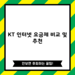 KT 인터넷 요금제 비교 및 추천