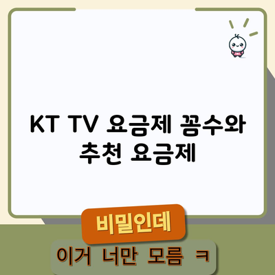 KT TV 요금제 꼼수와 추천 요금제