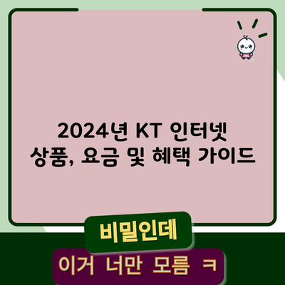 2024년 KT 인터넷 상품, 요금 및 혜택 가이드