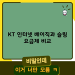 KT 인터넷 베이직과 슬림 요금제 비교