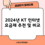 2024년 KT 인터넷 요금제 추천 및 비교