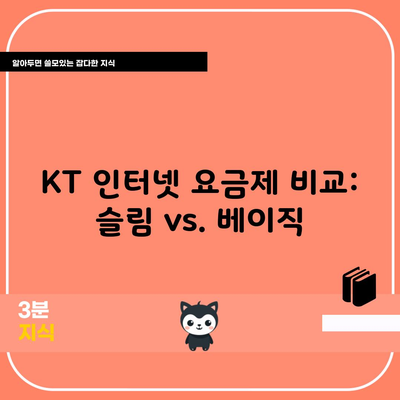 KT 인터넷 요금제 비교: 슬림 vs. 베이직