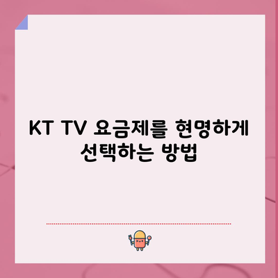 KT TV 요금제를 현명하게 선택하는 방법