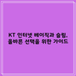 KT 인터넷 베이직과 슬림, 올바른 선택을 위한 가이드