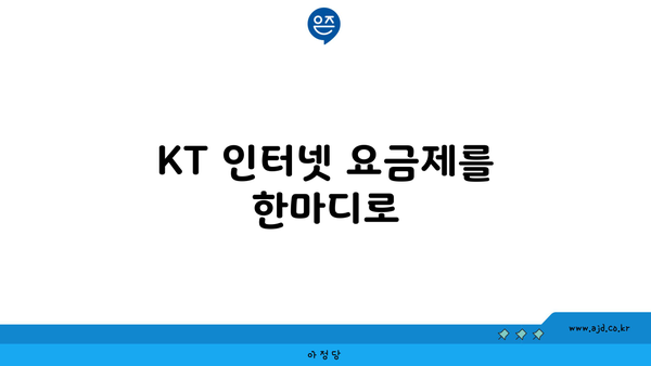 KT 인터넷 요금제를 한마디로