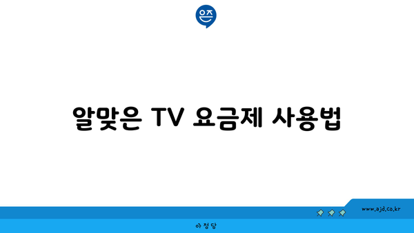 알맞은 TV 요금제 사용법