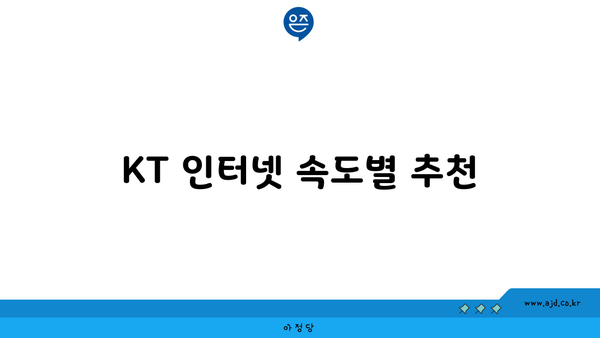 KT 인터넷 속도별 추천