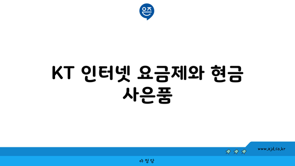 KT 인터넷 요금제와 현금 사은품