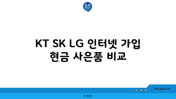 KT SK LG 인터넷 가입 현금 사은품 비교