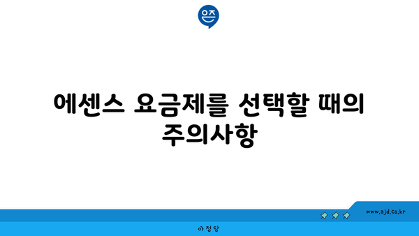 에센스 요금제를 선택할 때의 주의사항