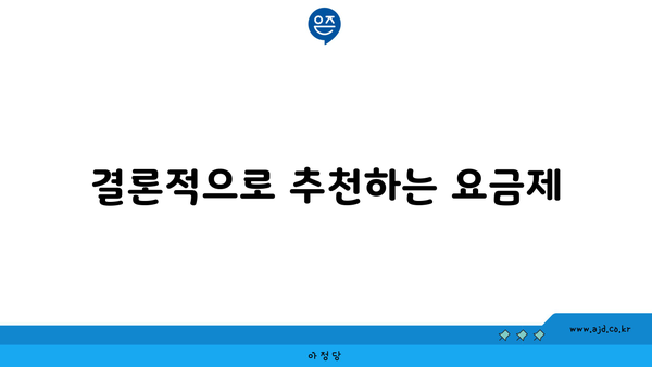 결론적으로 추천하는 요금제