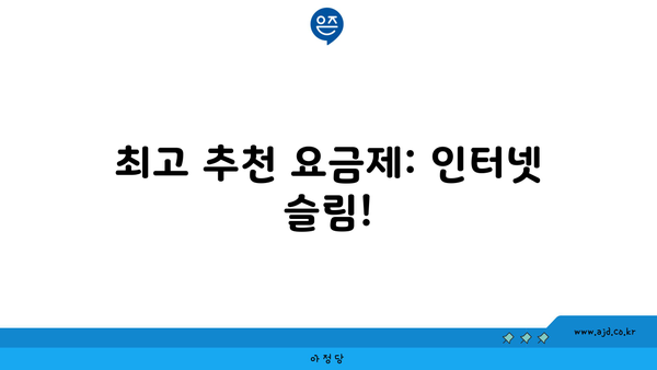 최고 추천 요금제: 인터넷 슬림!