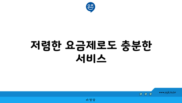 저렴한 요금제로도 충분한 서비스