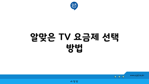 알맞은 TV 요금제 선택 방법