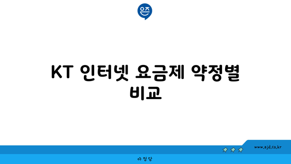 KT 인터넷 요금제 약정별 비교