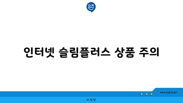 인터넷 슬림플러스 상품 주의