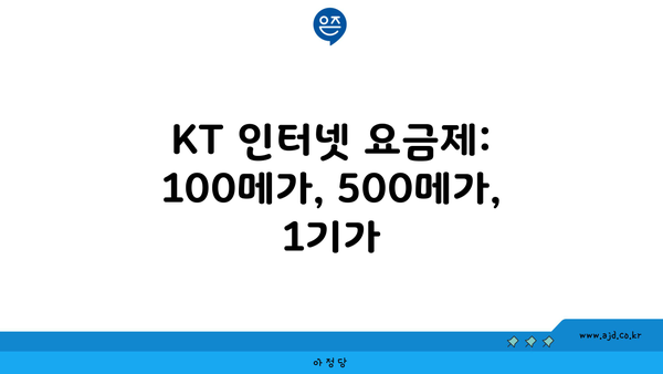 KT 인터넷 요금제: 100메가, 500메가, 1기가