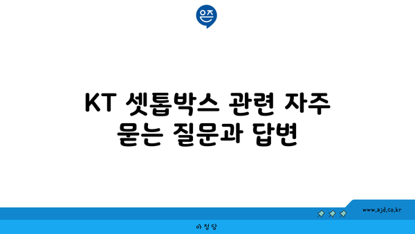 KT 셋톱박스 관련 자주 묻는 질문과 답변