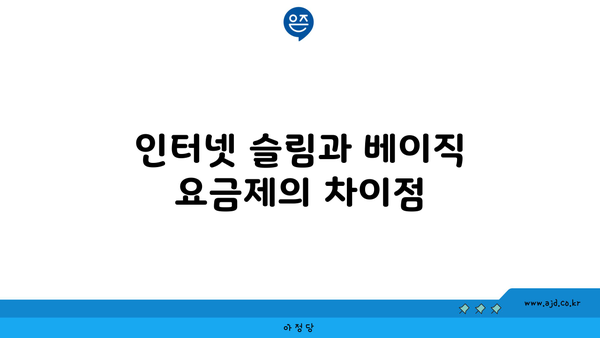 인터넷 슬림과 베이직 요금제의 차이점