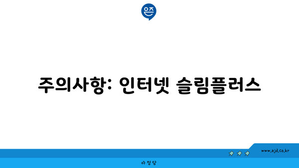 주의사항: 인터넷 슬림플러스