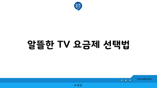 알뜰한 TV 요금제 선택법