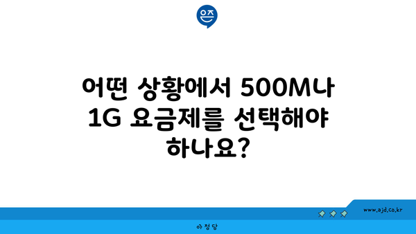 어떤 상황에서 500M나 1G 요금제를 선택해야 하나요?