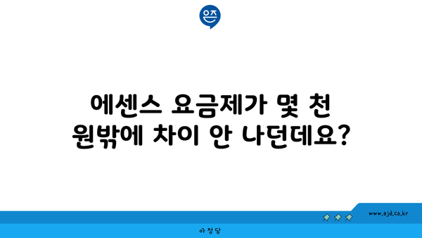 에센스 요금제가 몇 천 원밖에 차이 안 나던데요?