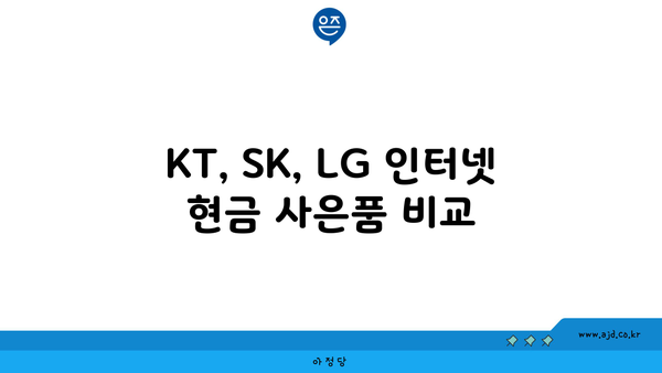 KT, SK, LG 인터넷 현금 사은품 비교